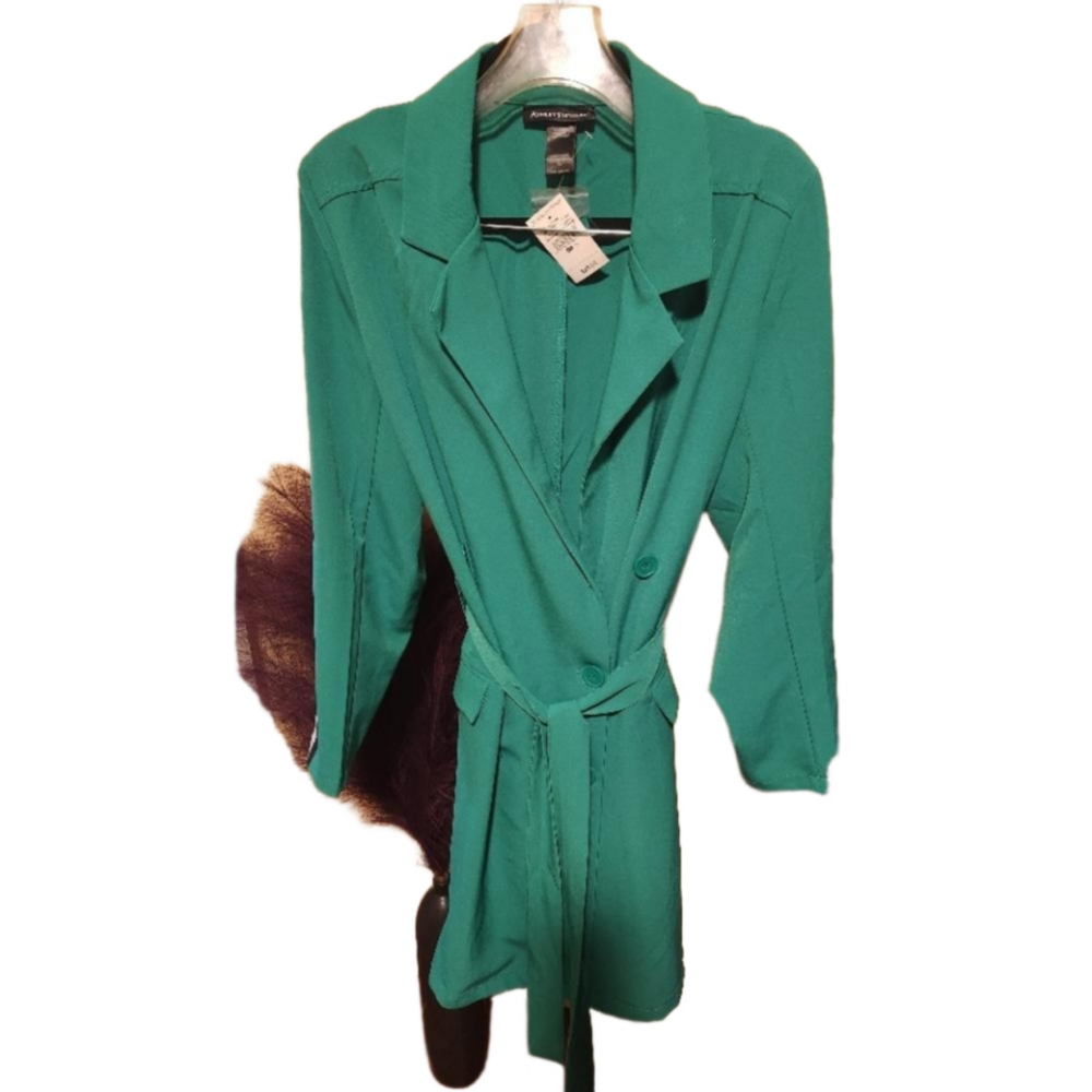 💗💯 Gorgeous Woman Jacket Ashley Stewart Green Hiptser Size 12❣️💕